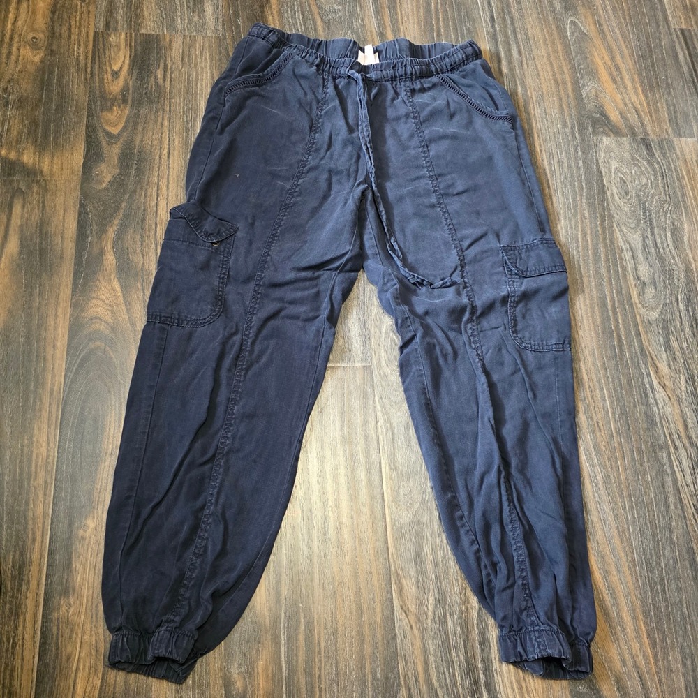 Knox Rose Womens Navy Blue Lyocell Cargo Jogger Pants Elastic Waist Size L